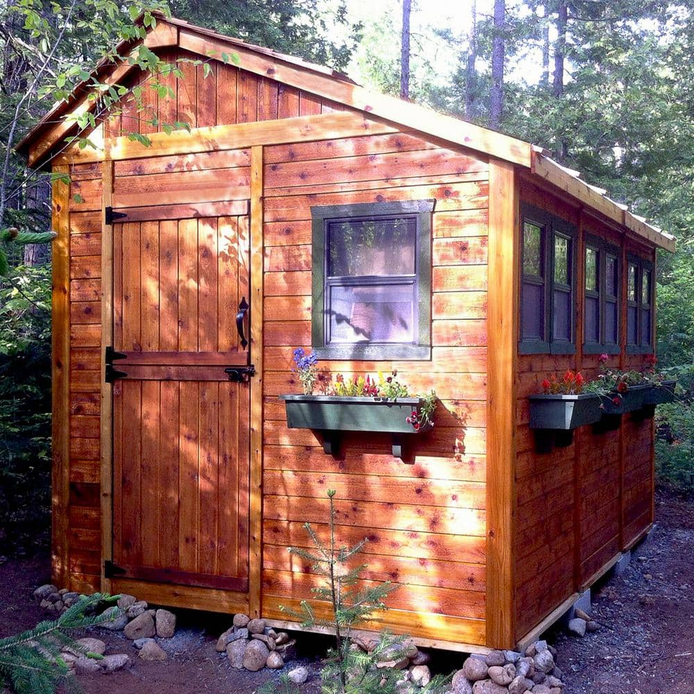 Outdoor Living Today Sunshed 8 ft. x 12 ft. Western Red Cedar Garden Shed SSGS812