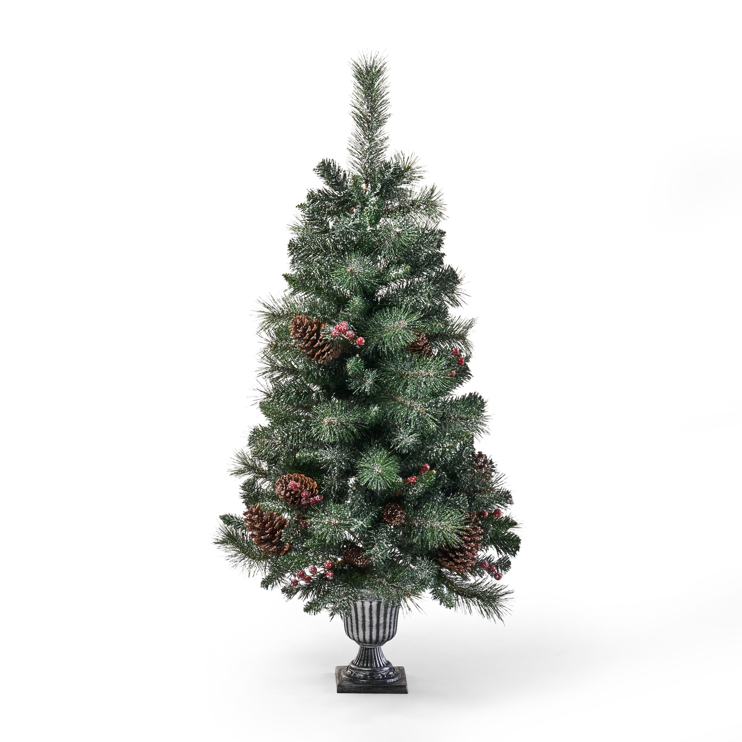 4-Foot Mixed Pine Pre-Lit Clear LED Pre-Decorated Artificial Potted Christmas Tree