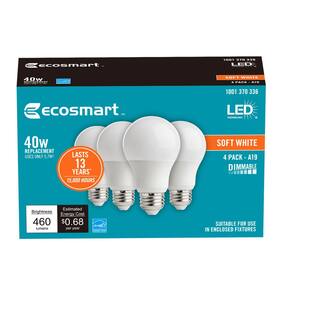 EcoSmart 40-Watt Equivalent A19 Dimmable ENERGY STAR LED Light Bulb Soft White (48-Pack) B7A19A40WESD14