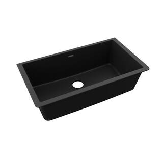 Elkay Quartz Classic Black Quartz 33 in. Single Bowl Undermount Kitchen Sink ELGRU13322BK0