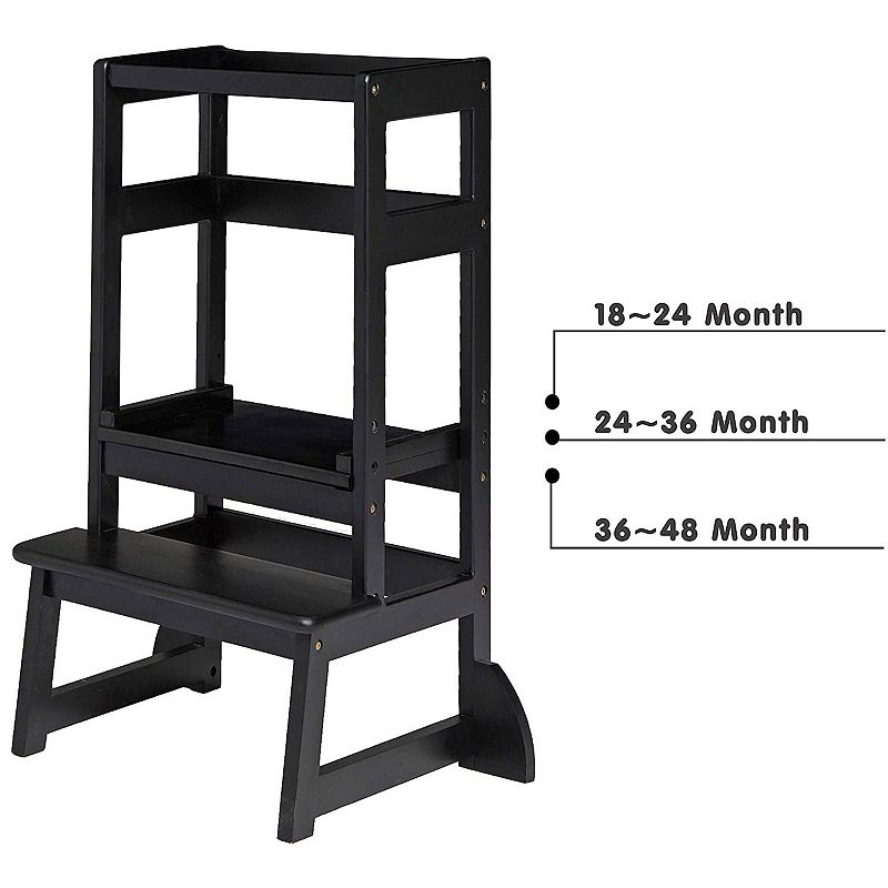 SDADI LT05G Mother's Helper Adjustable Height Kids Kitchen Step Stool， Black