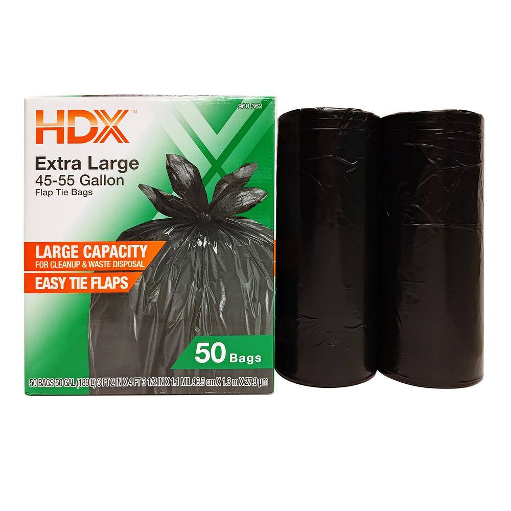 HDX 50 Gal. Wave Cut Extra-Large Trash Bags (200-Count) HD50WCE050B-4PK