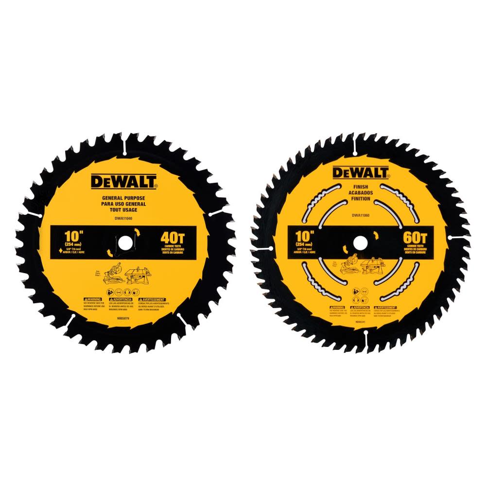 DEWALT Circular Saw Blade 10 60T and 40T 2pk ;