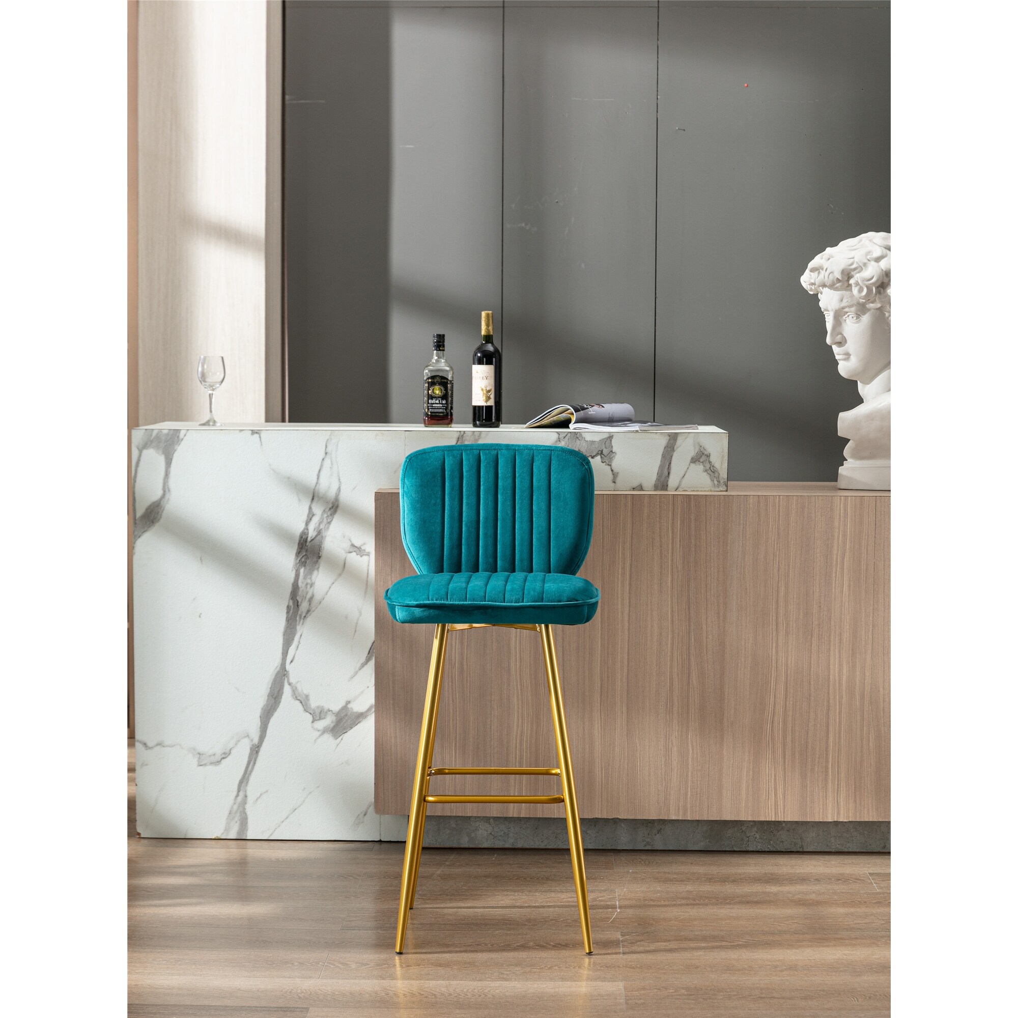 Armless Bar Stools with Back and Footrest for Home Kitchen Bar