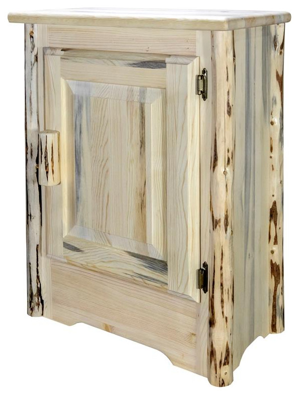 Montana Woodworks Right Hinged Wood Accent Cabinet in Natural Lacquered   Rustic   Accent Chests And Cabinets   by Homesquare  Houzz