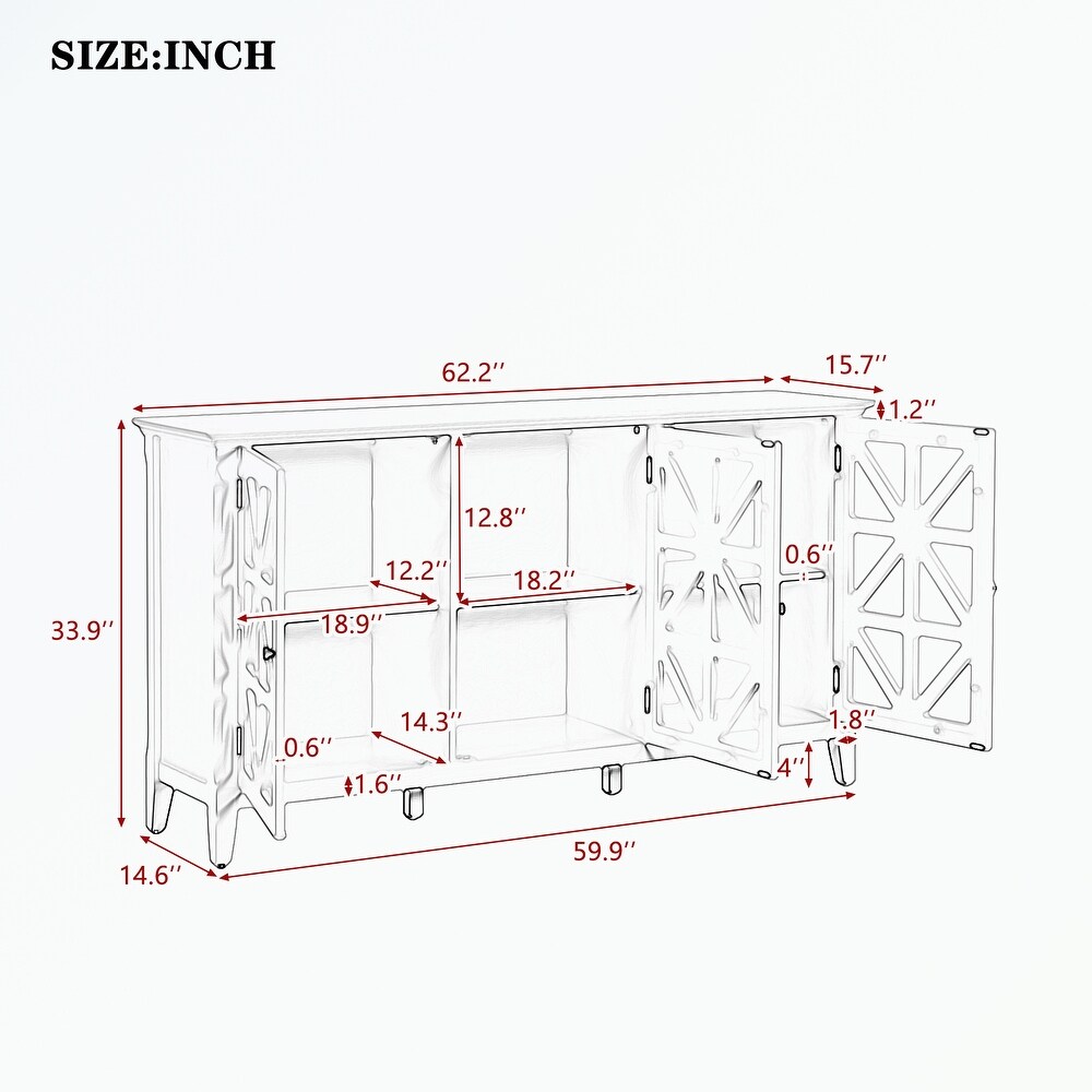 Accent Cabinet With 3 Doors and Adjustable Shelves