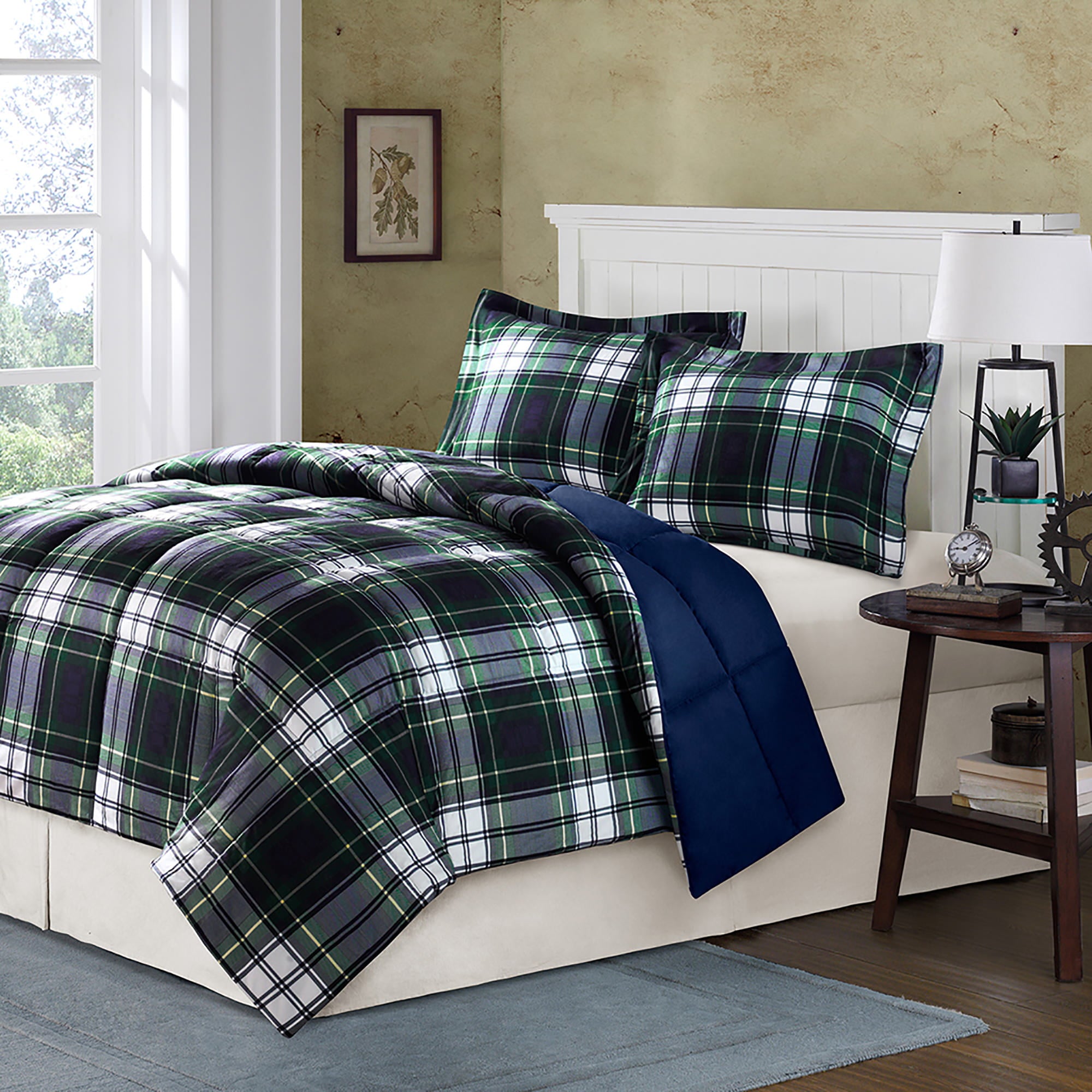 Home Essence Hartford 3M Down Alternative Comforter Mini Set， Full/Queen， Navy