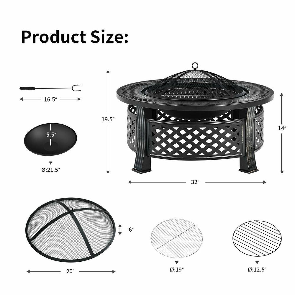 Outdoor Fireplace with BBQ Grill and High temp Resistance Finish   32\