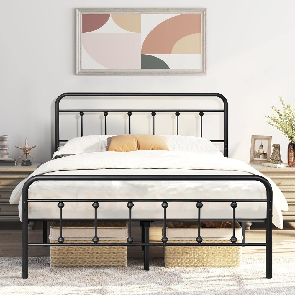 Javlergo Modern Platform Bed Frame Twin/Full/Queen/King Size Metal Bed with Headboard and Footboard