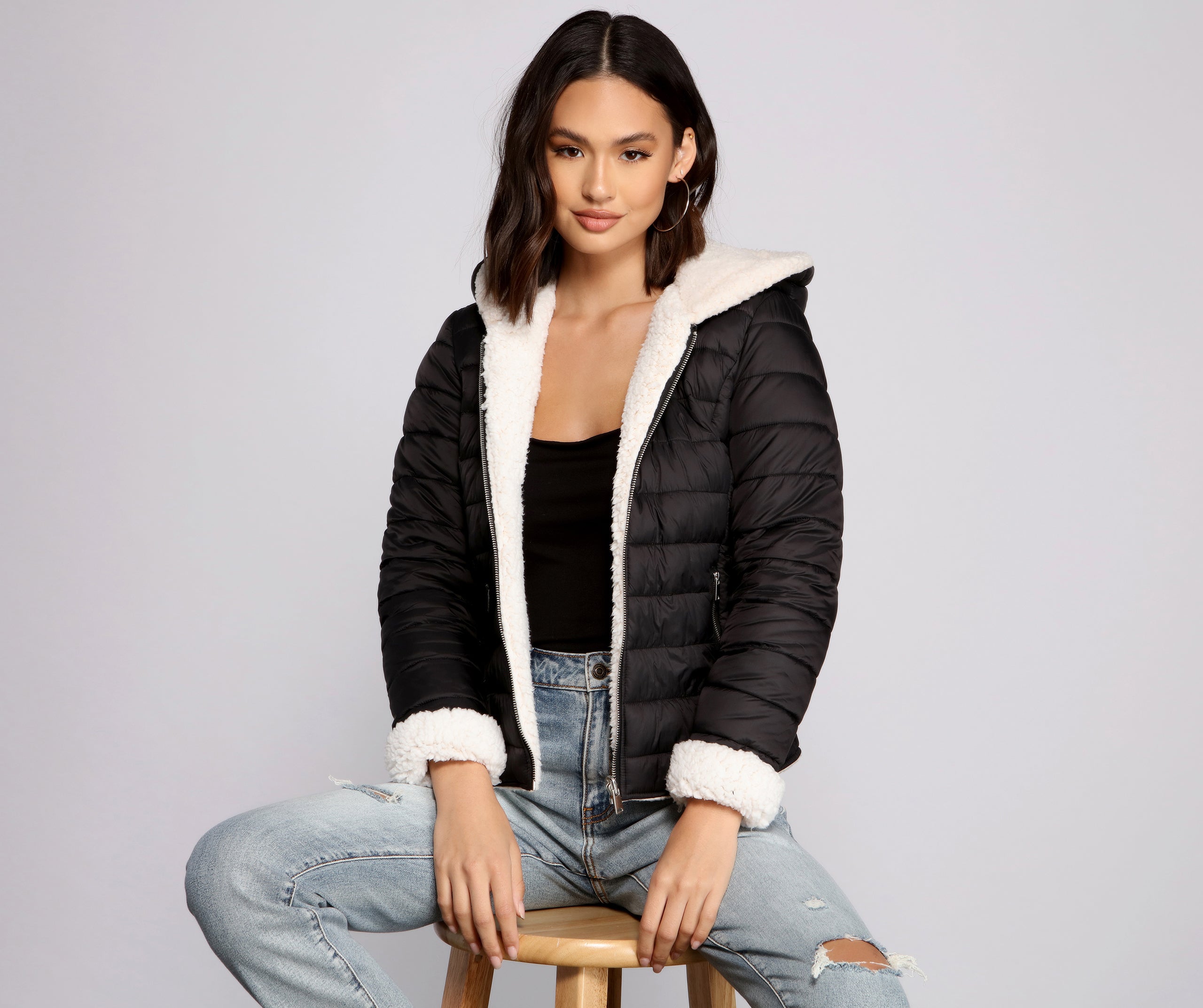 Faux Fur Reversible Puffer Jacket