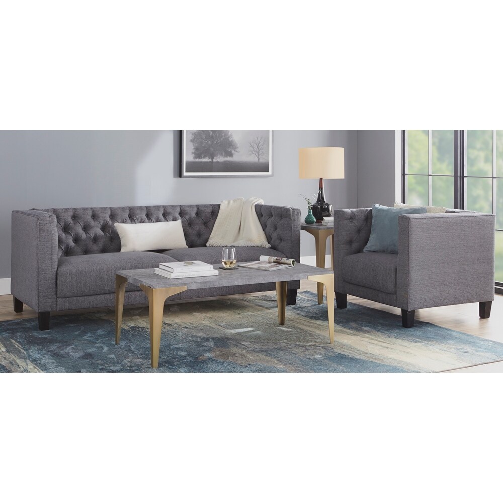 Lifestorey Modern Chesterfield Back Sofa and Chair Set