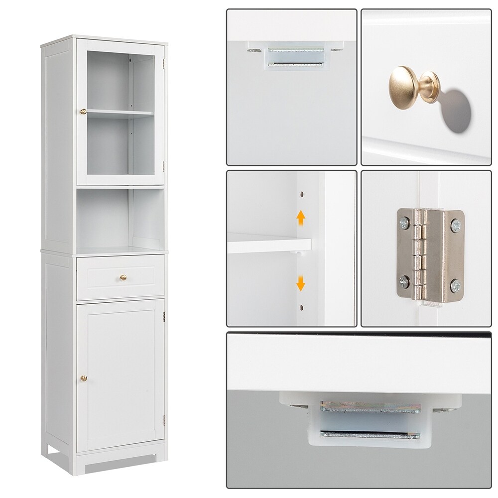 Multifunctional High Storage Cabinet with 2 Doors and 1 Drawer