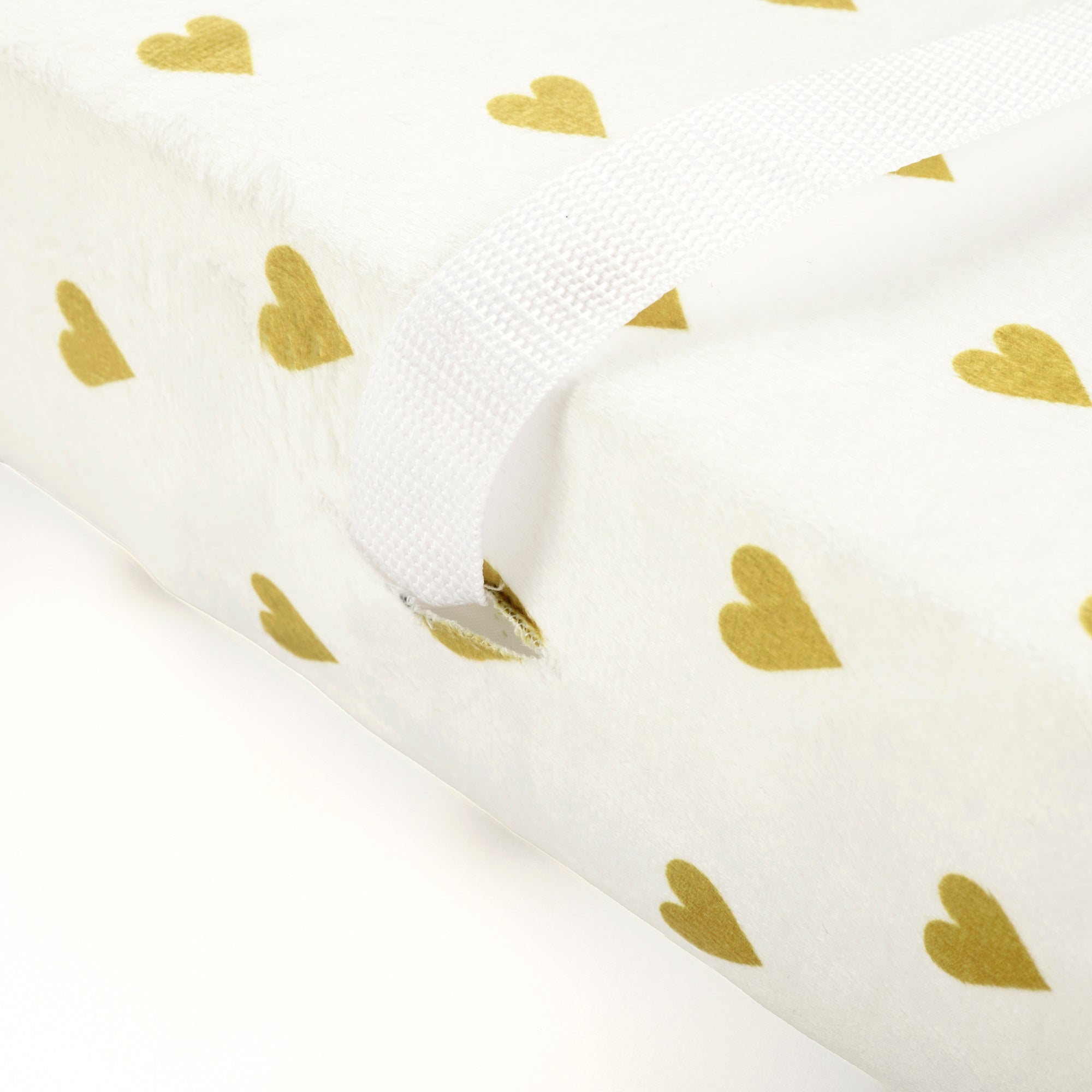 Boho Metallic Hearts Allover Hearts Soft and Plush Changing Pad Cover White/Gold Single 16X32X5