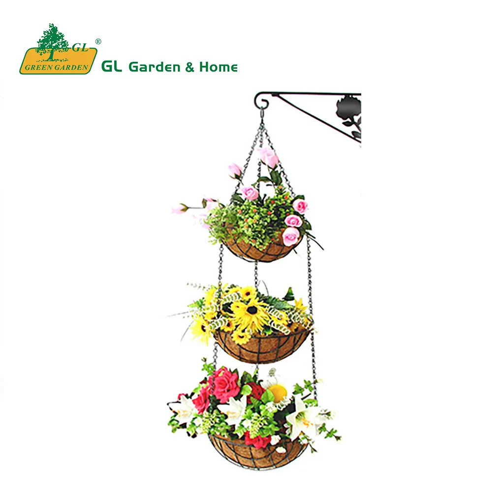 Wholesale  Hot Sale in ins Gardeners Planter 3 Tier hanging baskets With Liner