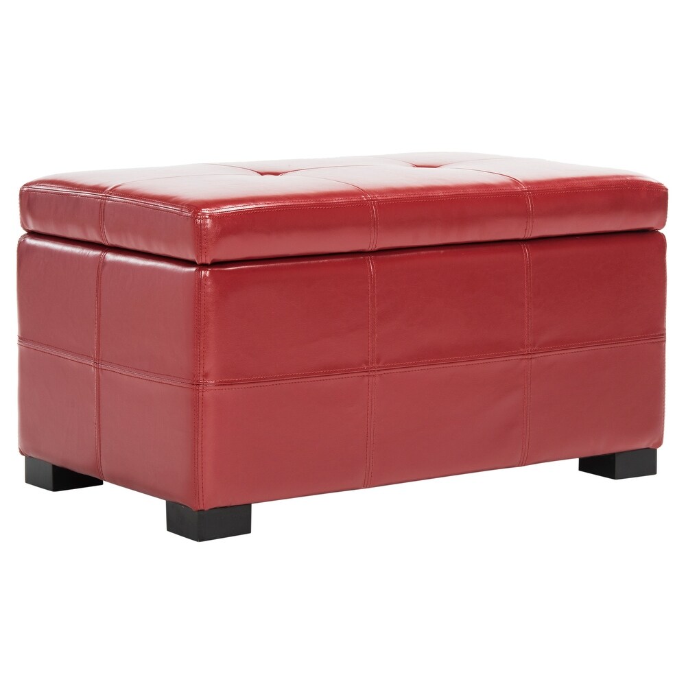 Safavieh Maiden Tufted Red Bicast Leather Storage Bench   30.1\