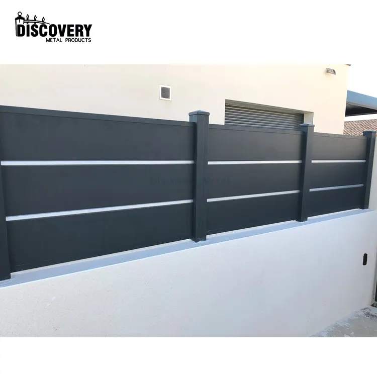 factory custom high quality aluminum dark grey color privacy fence for garden