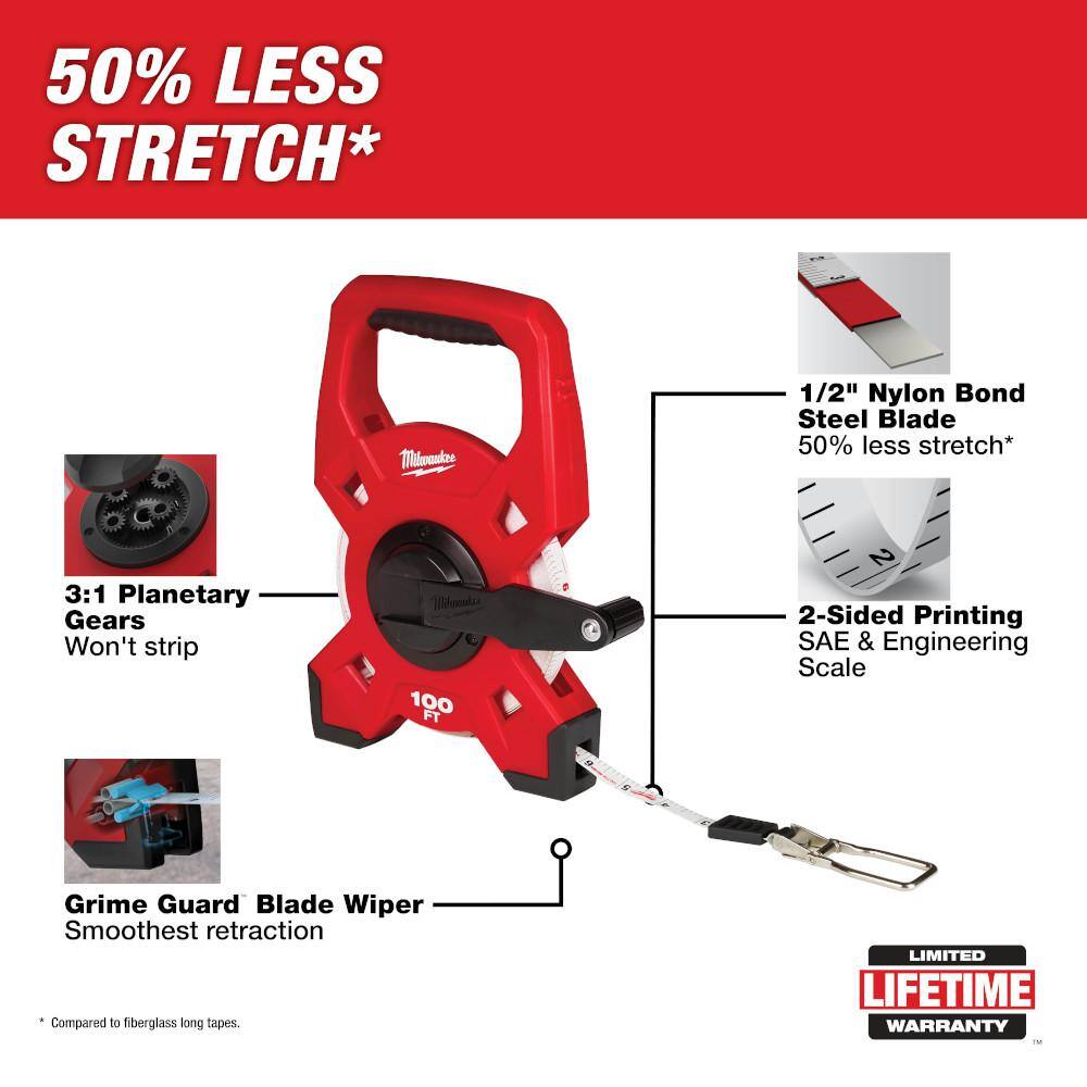 MW Open Reel 100 ft. SAE Tape Measure 48-22-5201