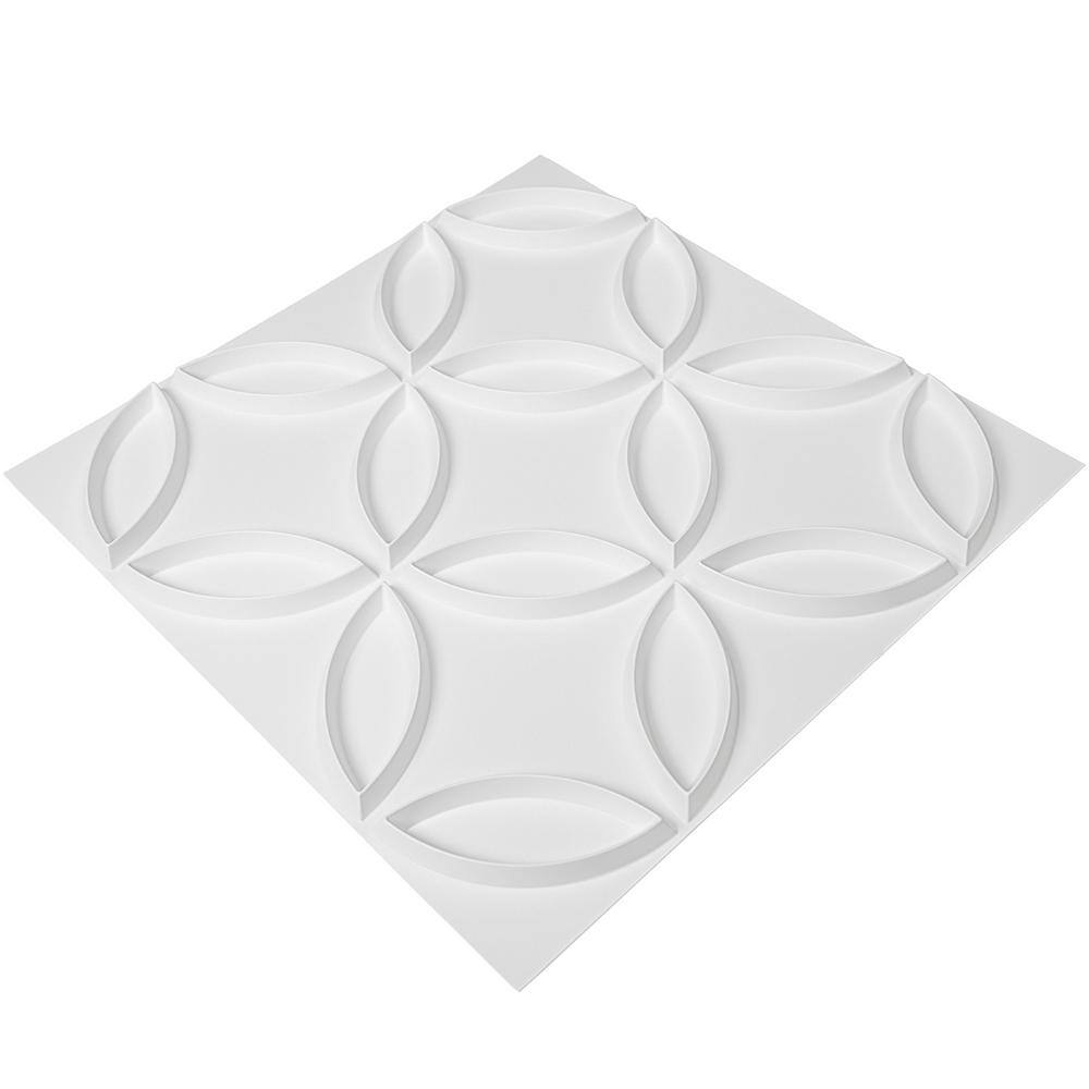 Art3d Interlocking Circles 19.7 in. x 19.7 in. PVC Wall Panel in Matt White for Interior Decoration (32 sq. ft.) A10hd048WTP12