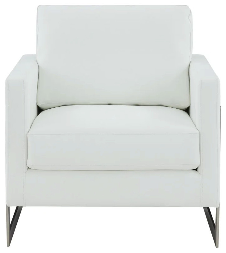 Harry Contemporary White Leather  ampSilver Metal Accent Chair   Contemporary   Armchairs And Accent Chairs   by V.S.D Furniture  Houzz