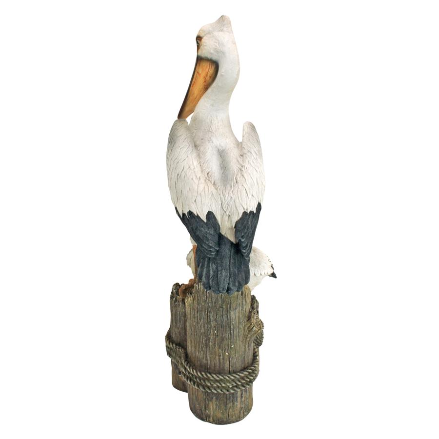 Design Toscano Coastal Decor Ocean's Perch Pelicans Garden Bird Statue, 24 Inch, Polyresin, Full Color