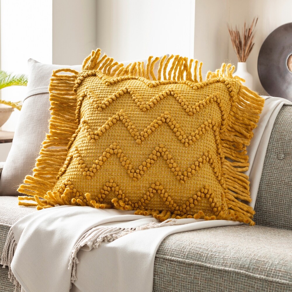 Ellea Textured Chevron Throw Pillow with Fringe