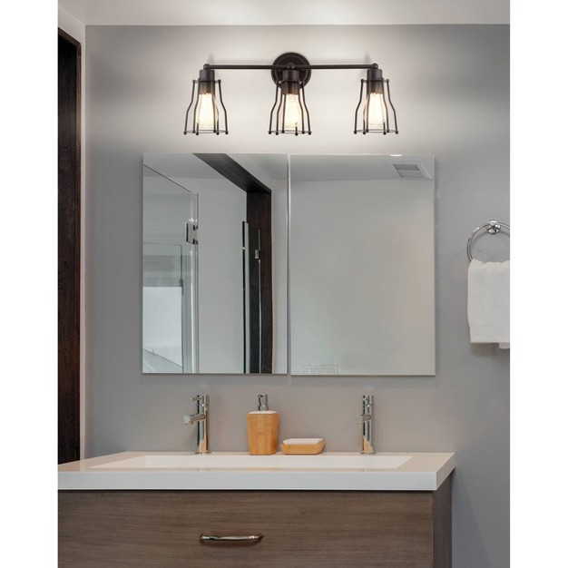 Evelyn Industrial Vanity Wall Light Black Jonathan Y Reversible Edison Bulb Included Hardwired Installation