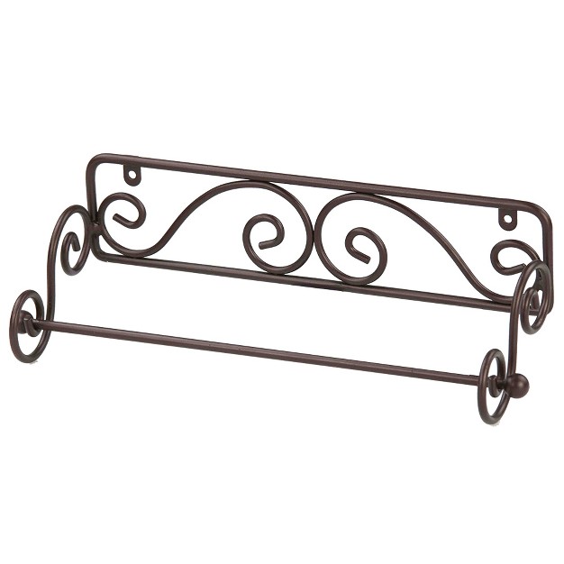 Home Basics Scroll Collection Steel Wall Mounted Paper Towel Holder Bronze