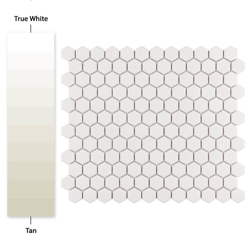 Merola Tile Gotham 1 in. Hex White 10-14 in. x 11-34 in. Unglazed Porcelain Mosaic (8.56 sq. ft. Case) FXLGHWT