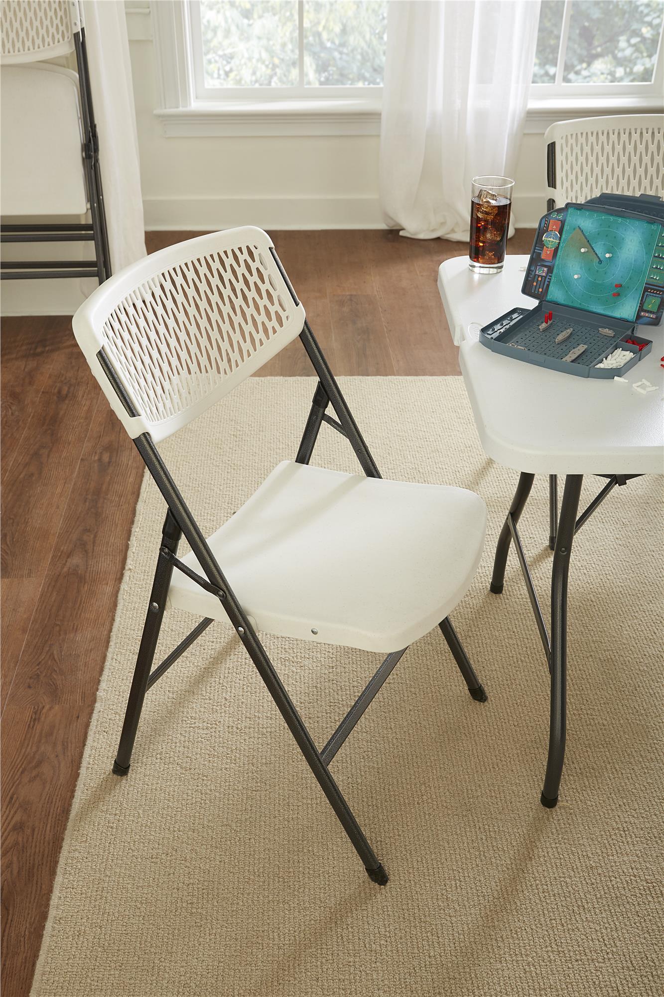 Cosco Waffle Resin Mesh Chair, White, 1-pack