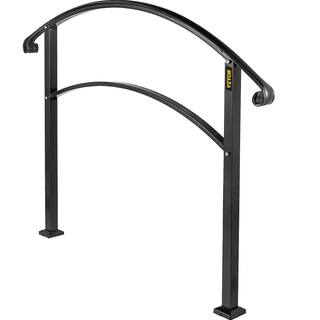 VEVOR Handrails Fit 1 to 3 Steps Stair Railing Wrought Iron Handrail Front Porch Hand Rail for Outdoor Steps Black 3FTHWTYFSBLACK001V0