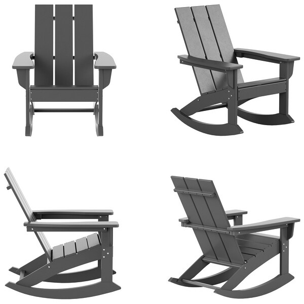 Polytrends Shoreside Modern EcoFriendly All Weather Poly Adirondack Rocking Chairs (Set of 4)