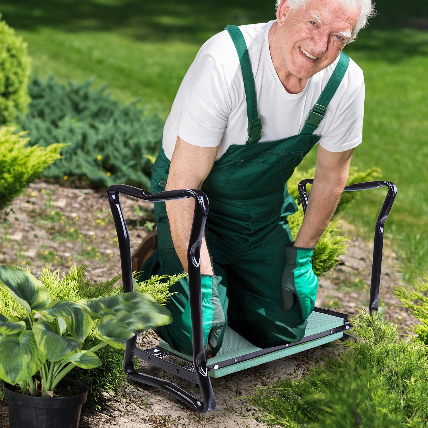 Padded Folding Garden Kneeler Bench with Handles