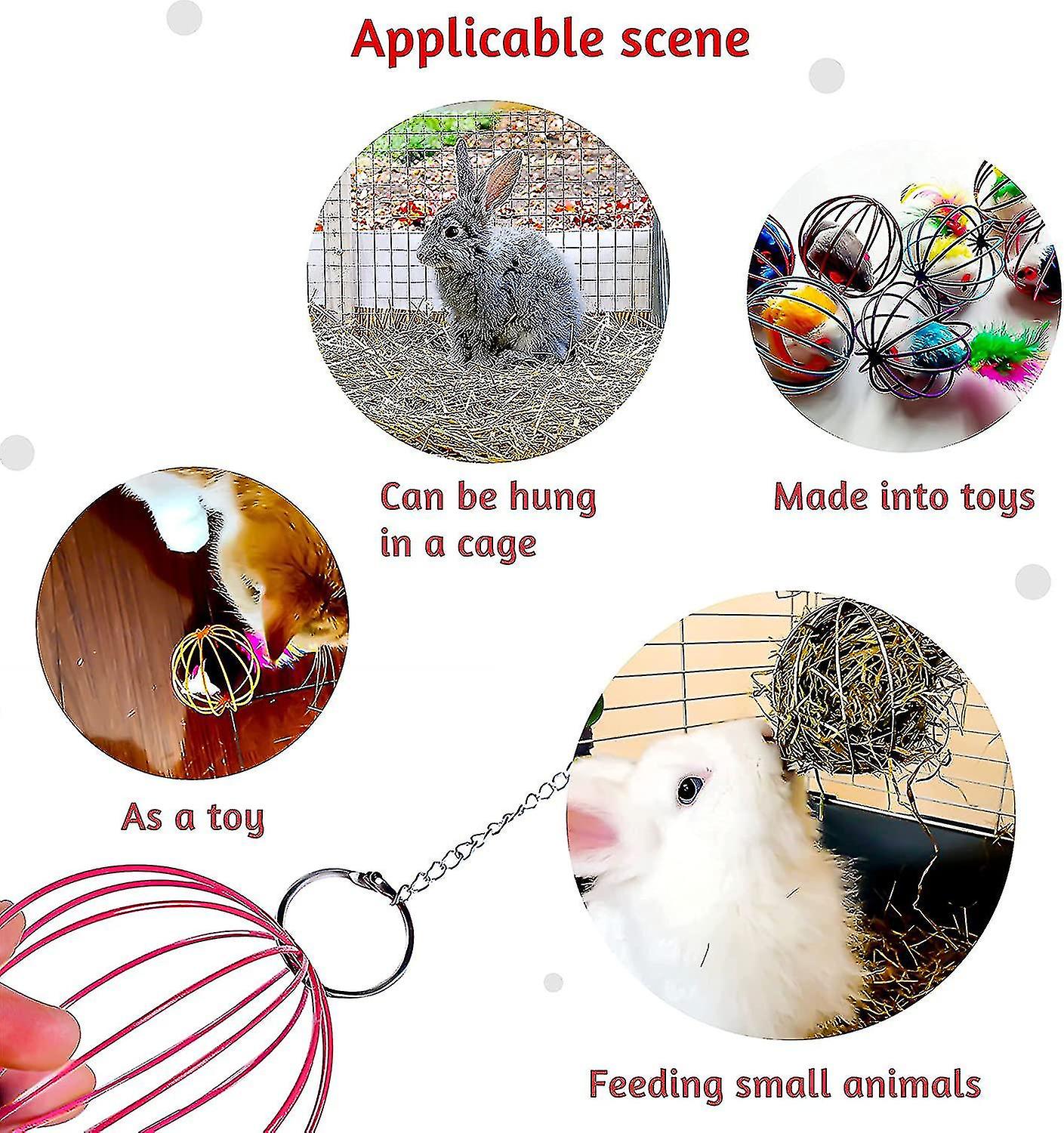 Rabbit Grass Ball Hanging Feed Hay Rack， Hay Dispenser Rabbit Feeder