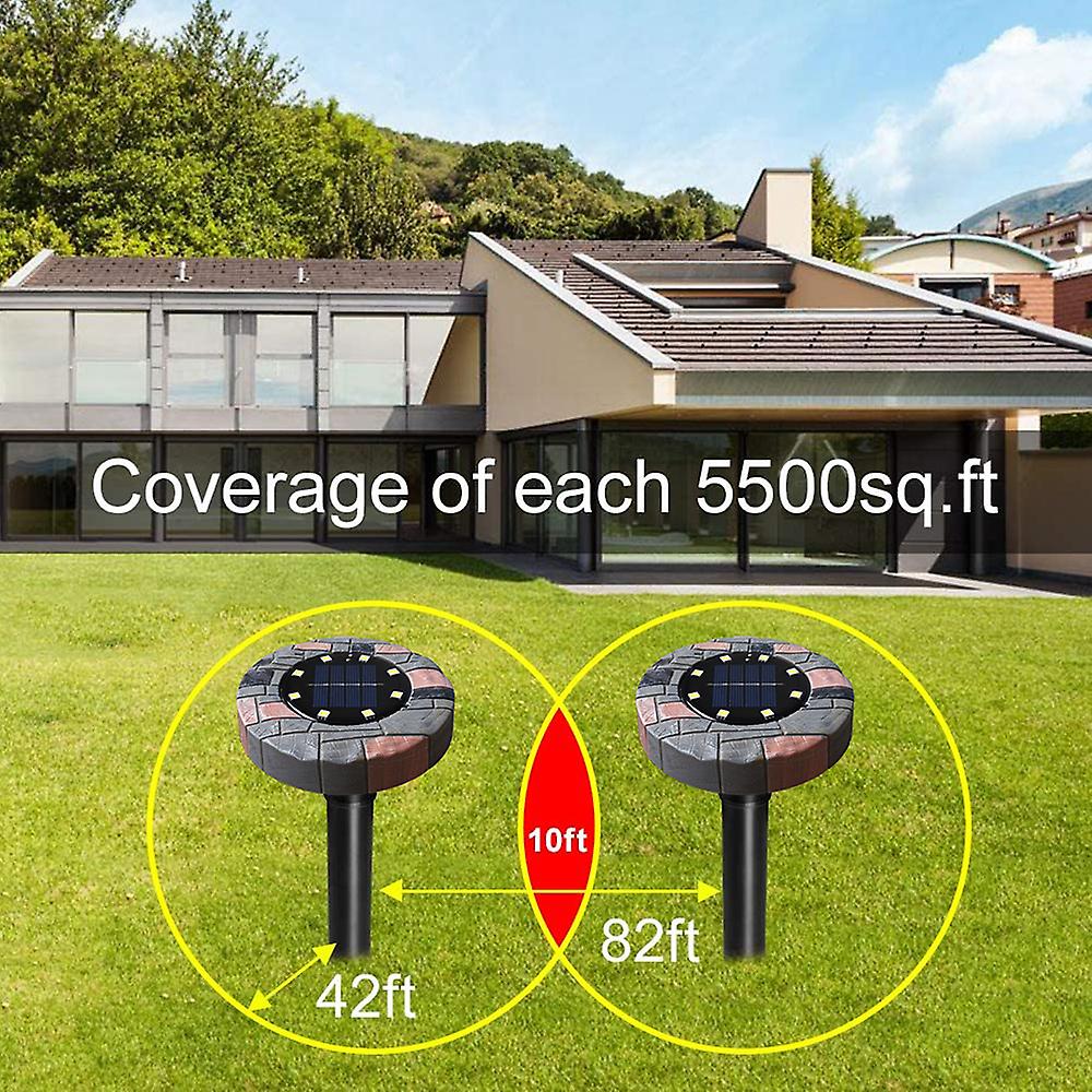 Solar Powered Ultrasonics Pest Repeller Leds Lawn Light Repel Mole Gopher Vole Mouse Chaser For Outdoor For Lawn Garden Yard Home Humane Pest Control