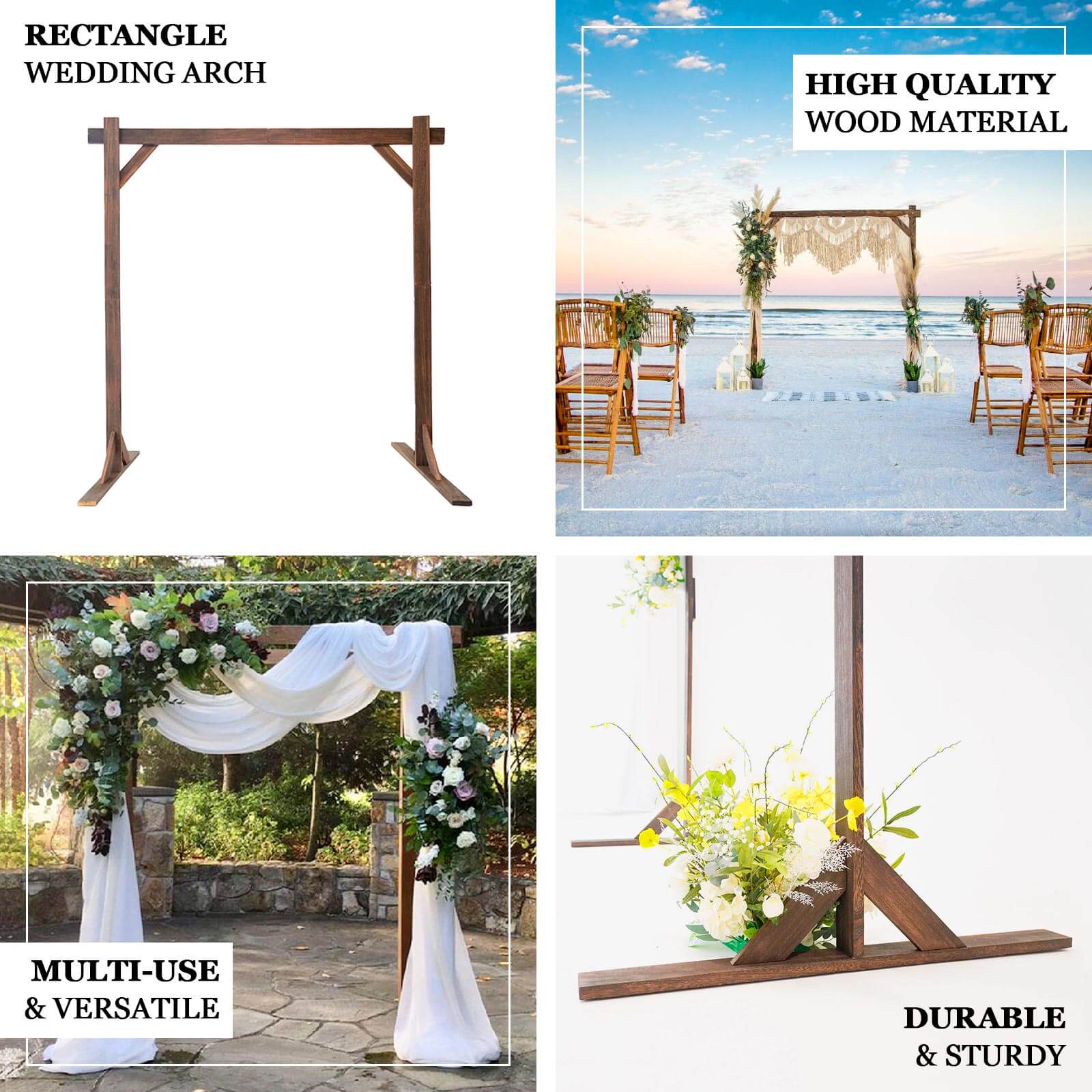 Heavy Duty Wooden Square Frame Wedding Ceremony Backdrop Stand 7ft