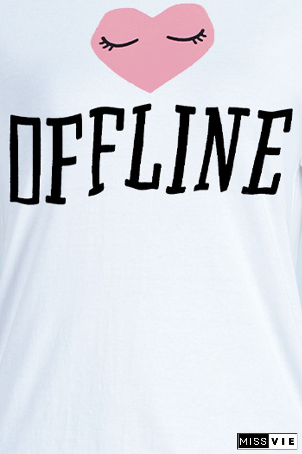 White Daily Cute Print Letter O Neck T-Shirts