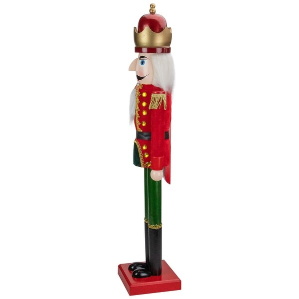 35.5 Red and Green Velvet Wooden Christmas Nutcracker King