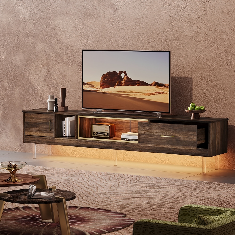 High Gloss LED TV Stands Modern Entertainment Center for 85\