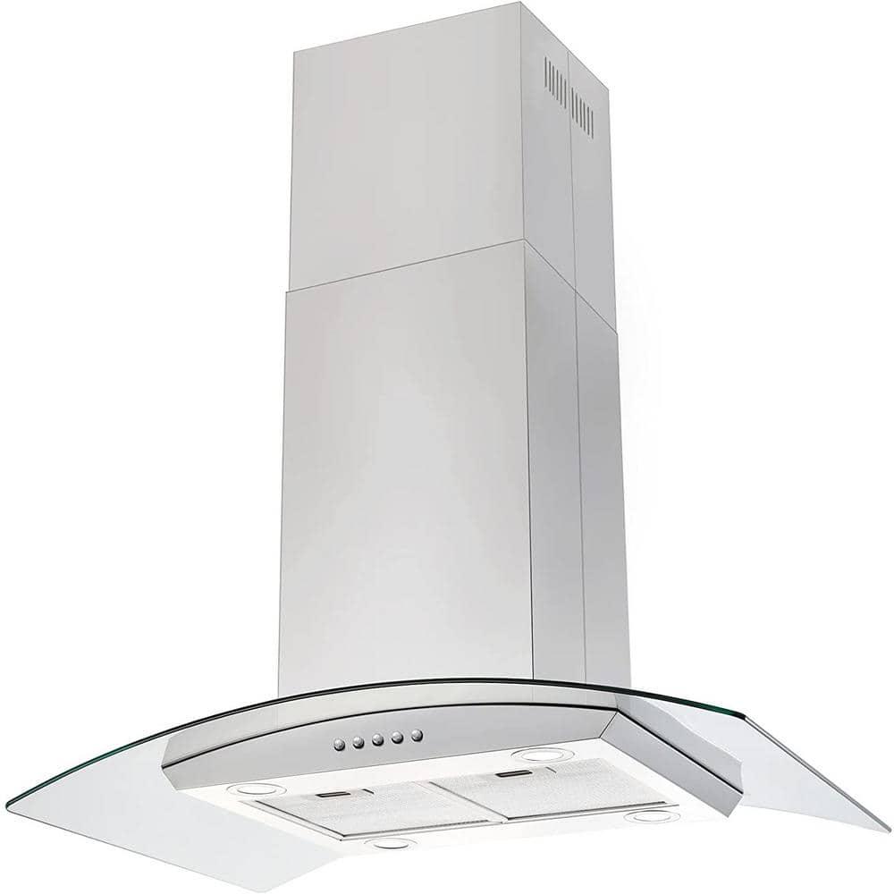 36 in 900CFM Ducted Island Range Hood in Stainless Steel with LED Lights