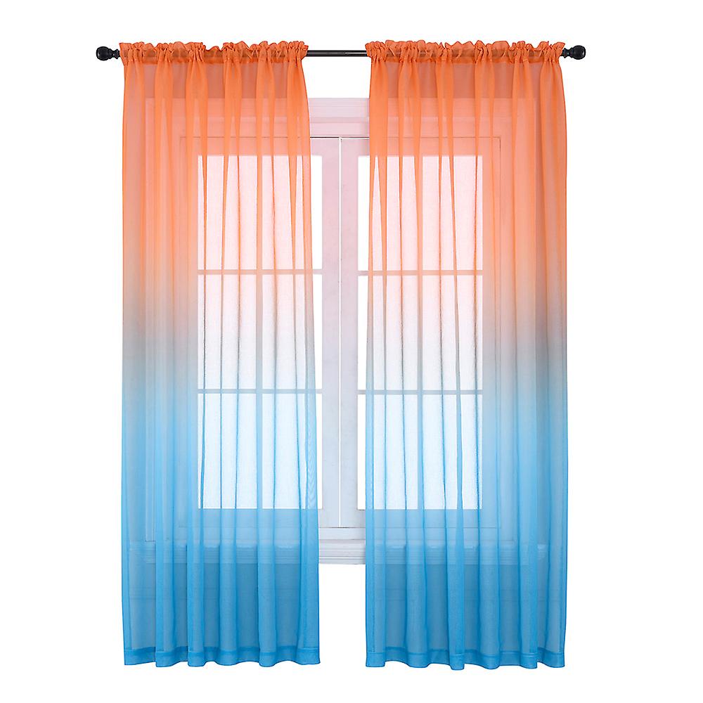 Faux Linen Ombre Sheer Curtains Voile Semi Sheer Curtains For Bedroom Living Room Set Of 2 Curtain Panels52*96in  Spray Style