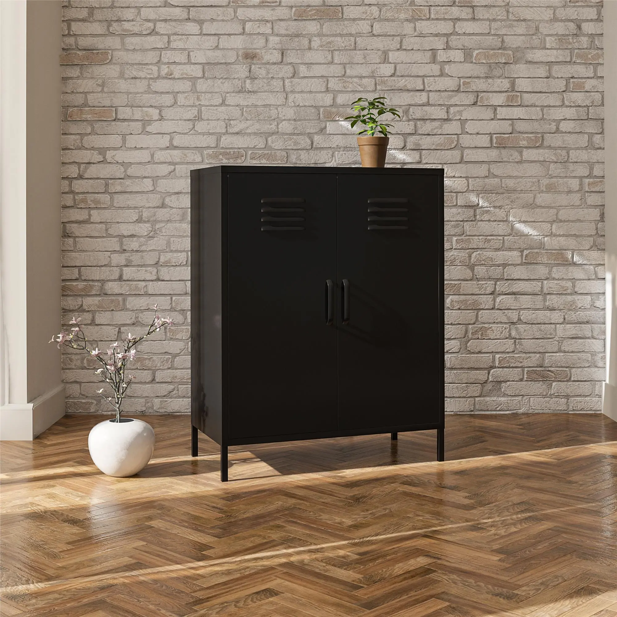 Mission Black 2 Door Metal Locker Storage Cabinet