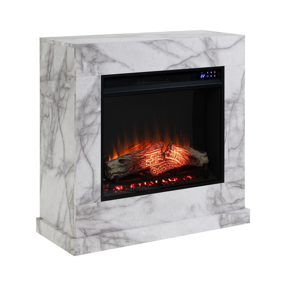 SEI Furniture Dejon Contemporary Electric Fireplace with Faux Stone Mantel