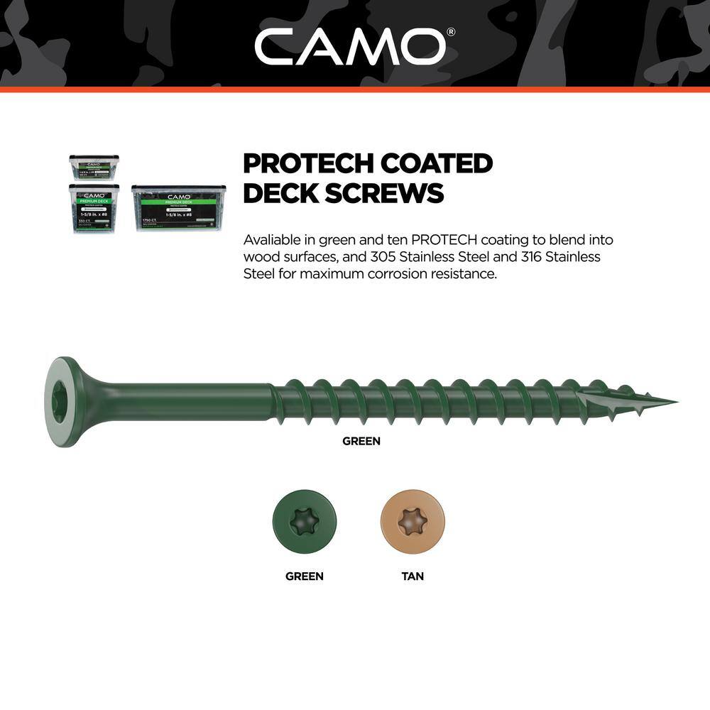 CAMO 4 in. #10 ProTech Green Premium Star Drive Bugle-Head Deck Screws (1350-Count) 0341209