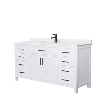 Wyndham Collection Beckett 66 in. W x 22 in. D x 35 in. H Single Sink Bath Vanity in White with Carrara Cultured Marble Top WCG242466SWBCCUNSMXX