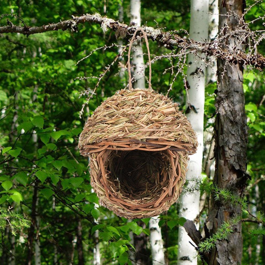 Hummingbird Bird House for Outside Hanging， Grass Hand Woven Birdhouses Natural