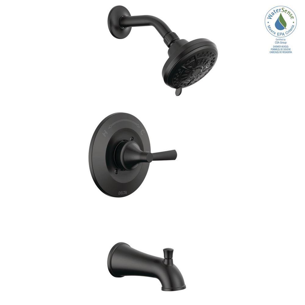 Delta Casara Single-Handle 6-Spray Tub and Shower Faucet in Matte Black (Valve Included) 144862-BL