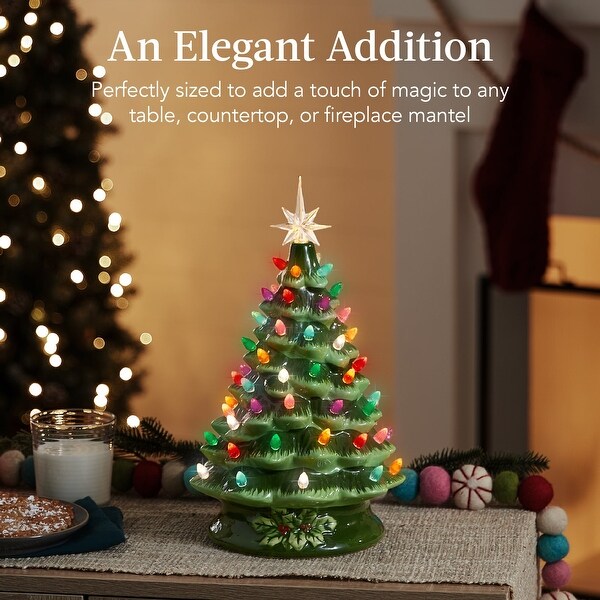 PreLit Ceramic Tabletop Christmas Tree with Lights