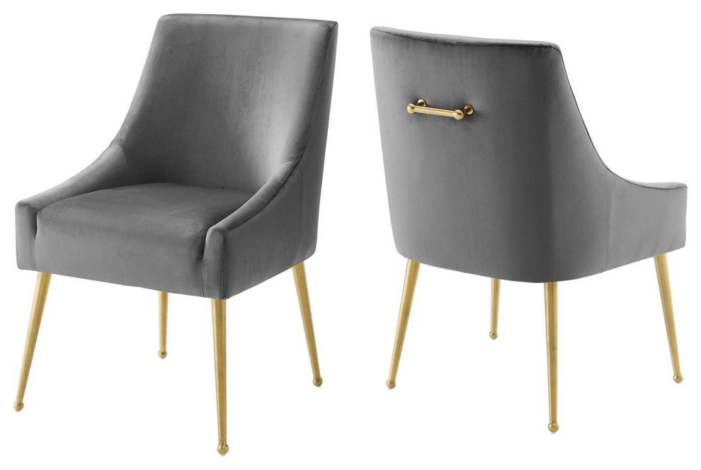 Discern Upholstered Performance Velvet Dining Chair Set of 2 EEI 4148 GRN   Midcentury   Dining Chairs   by Kolibri Decor  Houzz