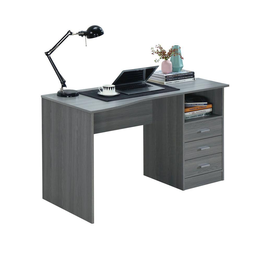 Wateday 51.20 in. Rectangular Gray Wood Computer Desk with Cabinet and Drawers YJ-YUKI9595777