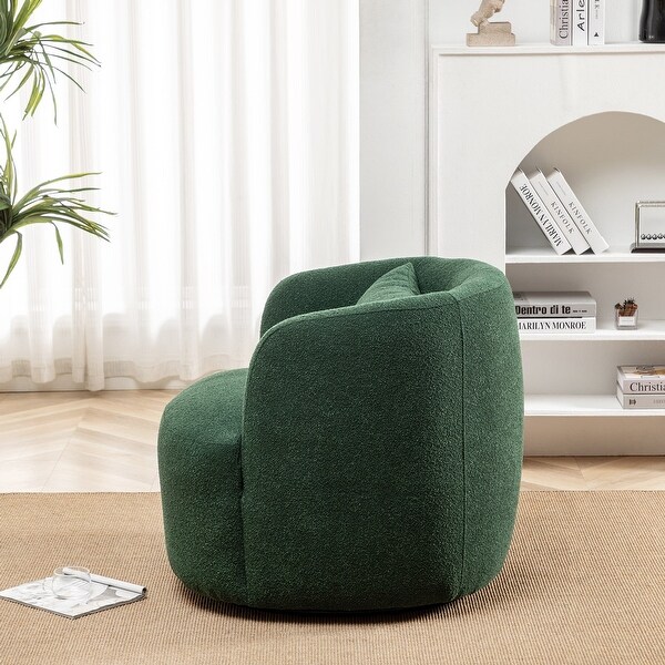 Poly Blend Boucle Fabric Upholstered Swivel Armchair